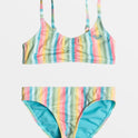 Girls 2-7 Rainbow Stripe Bralette Bikini Set - Maui Blue Rainbow Stripe