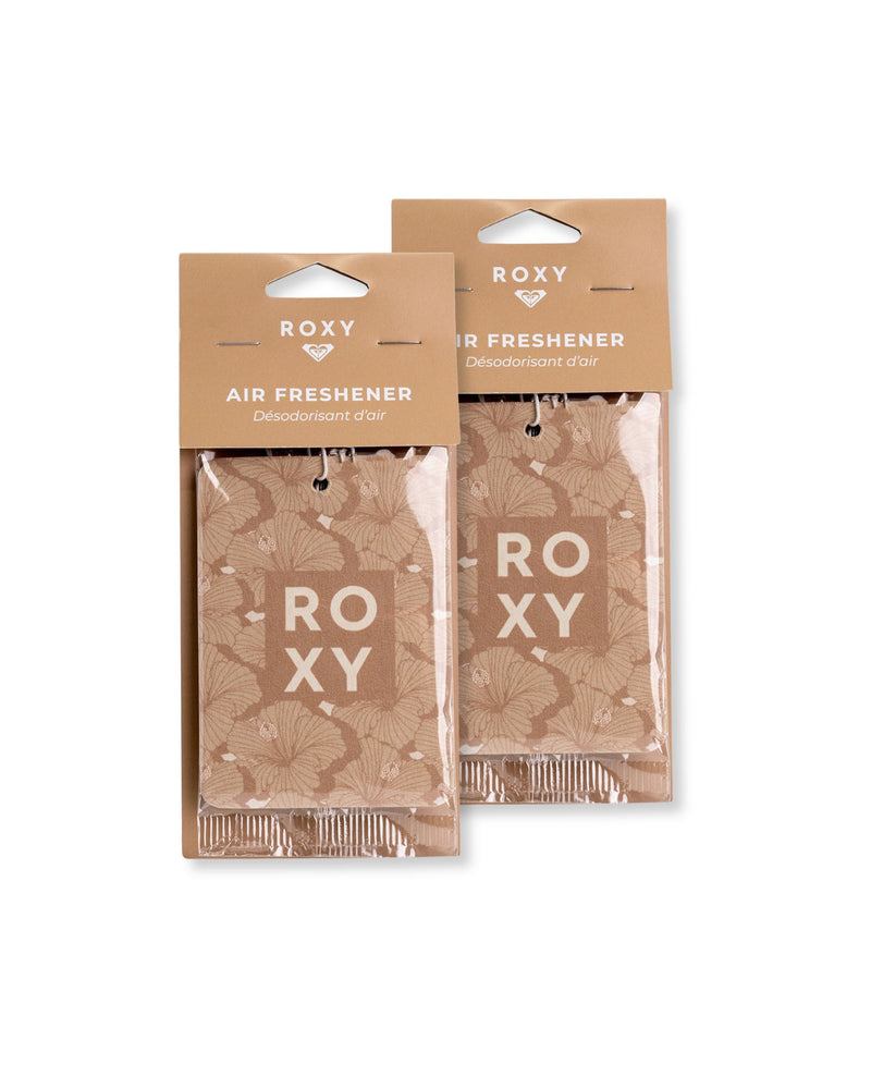 Two identical brown, floral-patterned Vanilla Solstice Holiday 2-Pack Air Freshener hanging air fresheners by ROXY.