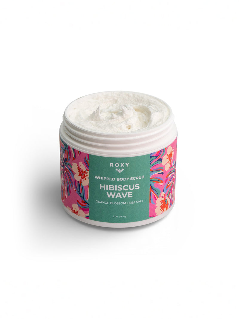 Roxy’s Hibiscus Wave Body Scrub features orange blossom and sea salt in a whipped, creamy scrub. The pink floral jar adds a tropical touch to your shower, leaving skin exfoliated and glowing.