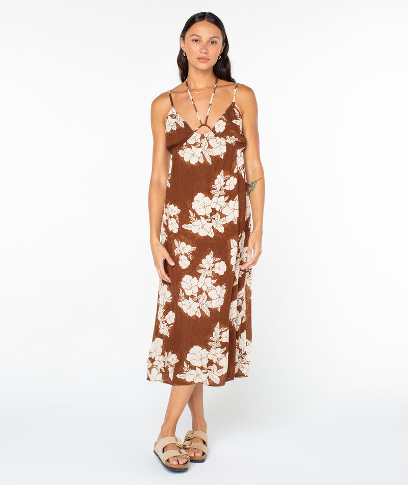 Sunshine Crush Midi Dress - Tiramisu Hibiscus Hideaway - Roxy