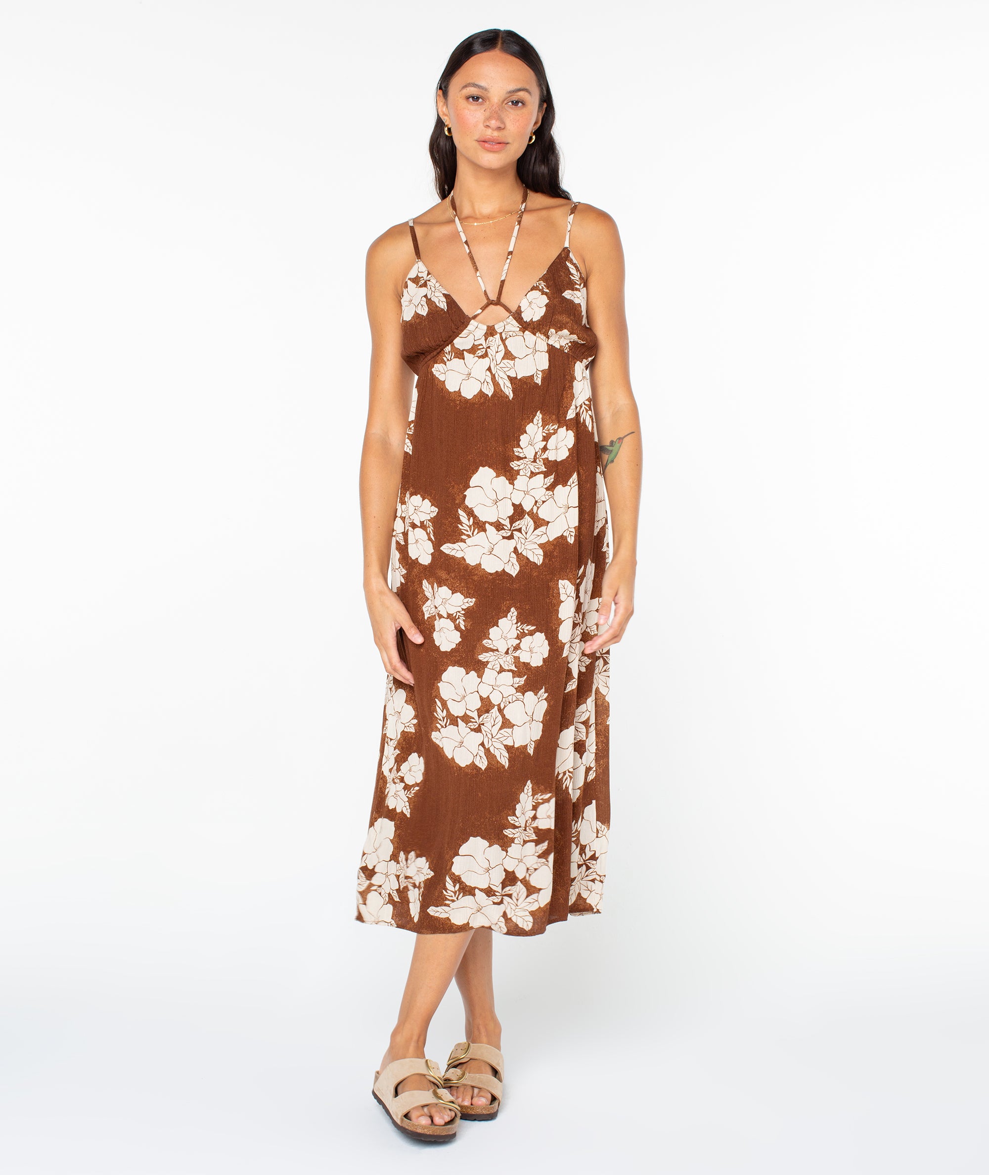 Roxy Women's Sunshine Crush V-Neck Midi Dress - Tiramisu