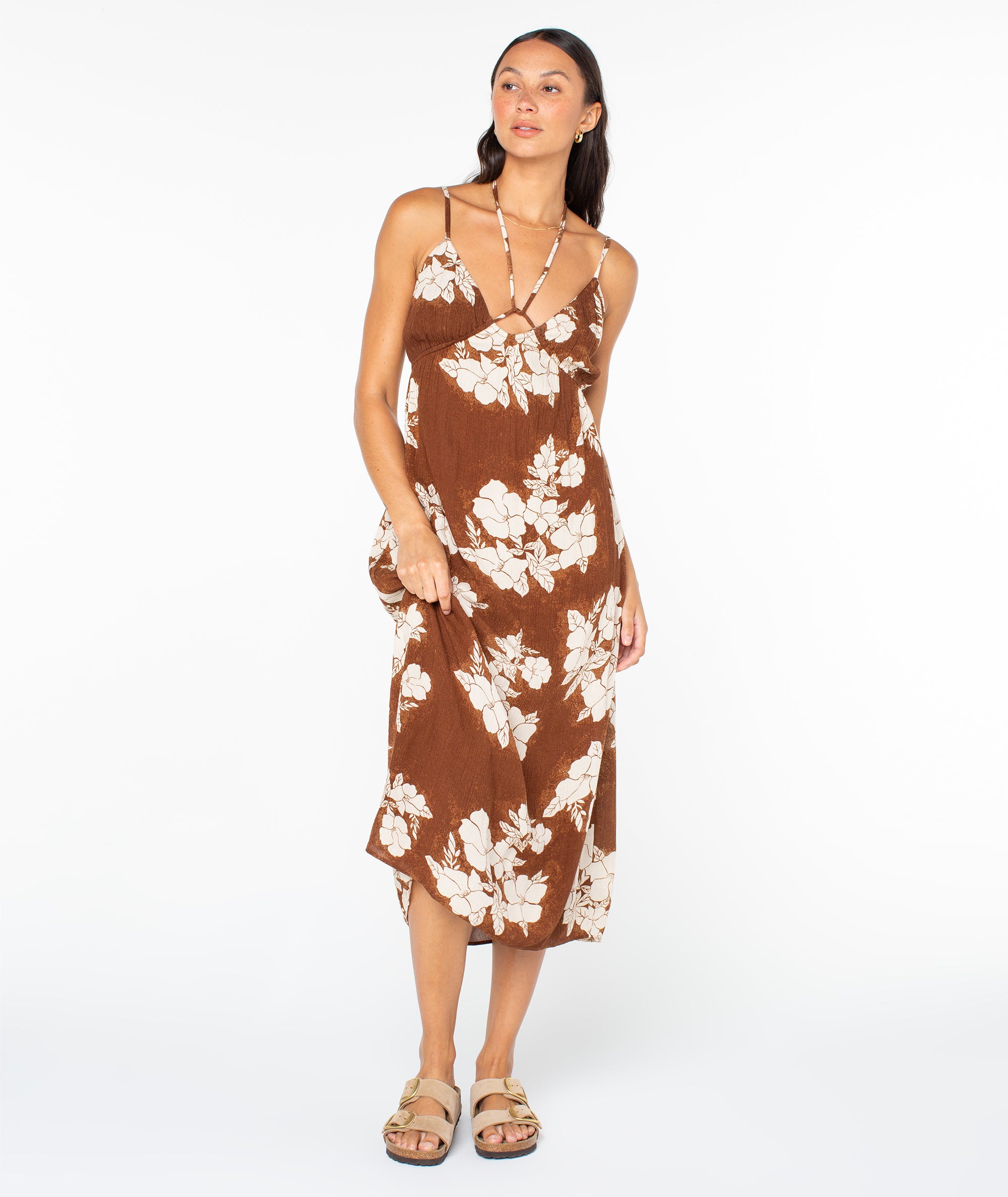 cotton floral midi dress Cotton Fruit Floral Smocked Midi Dress