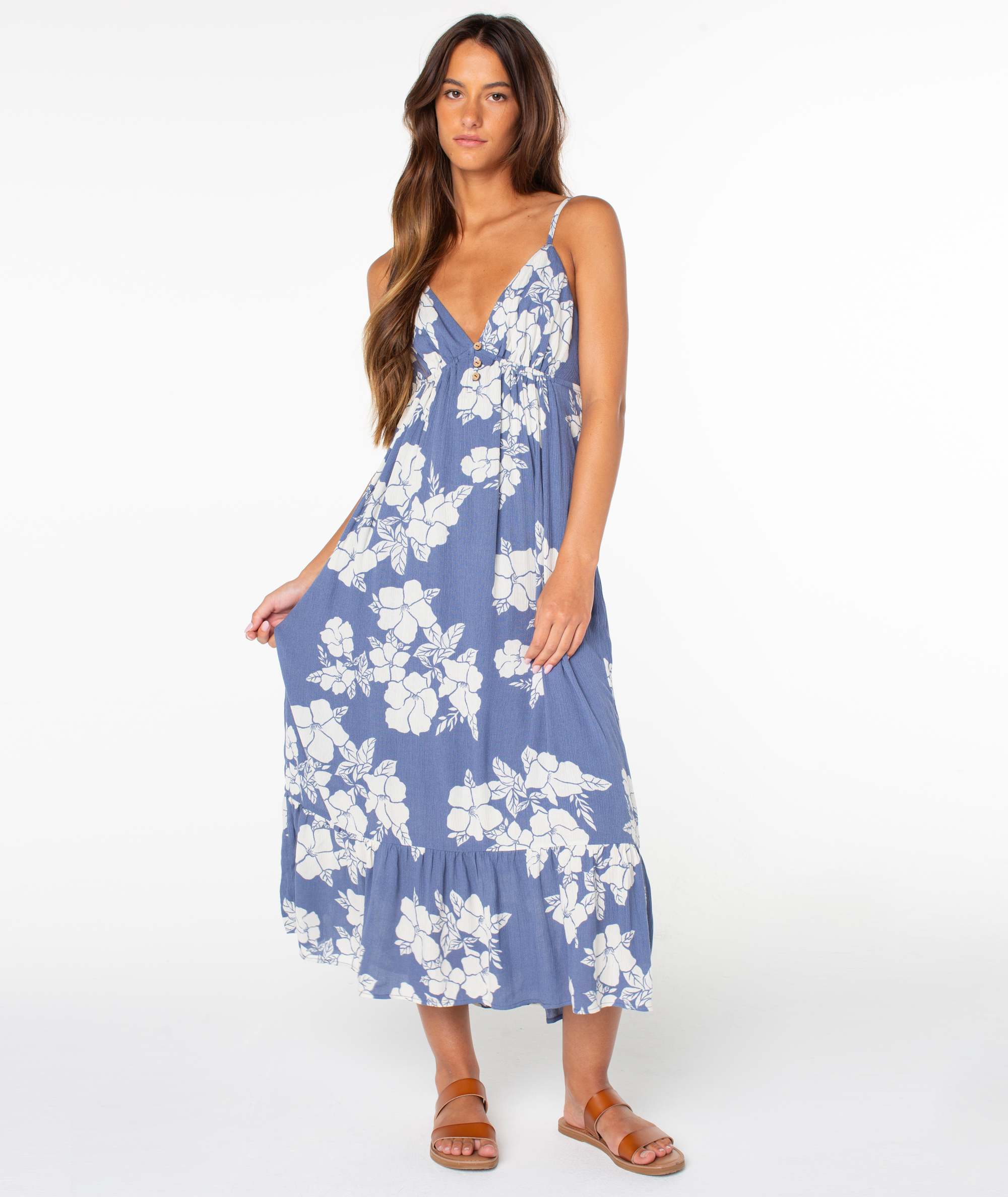 warm maxi dresses Roxy Women's Rays Midi Dress, Wild Wind Hibiscus Hideaway / XS Size:44 ( for 48-49 inch waist ) +€5 Formal Dresses Baton Rouge adjustable drawstring waist LowStock:43320126701619