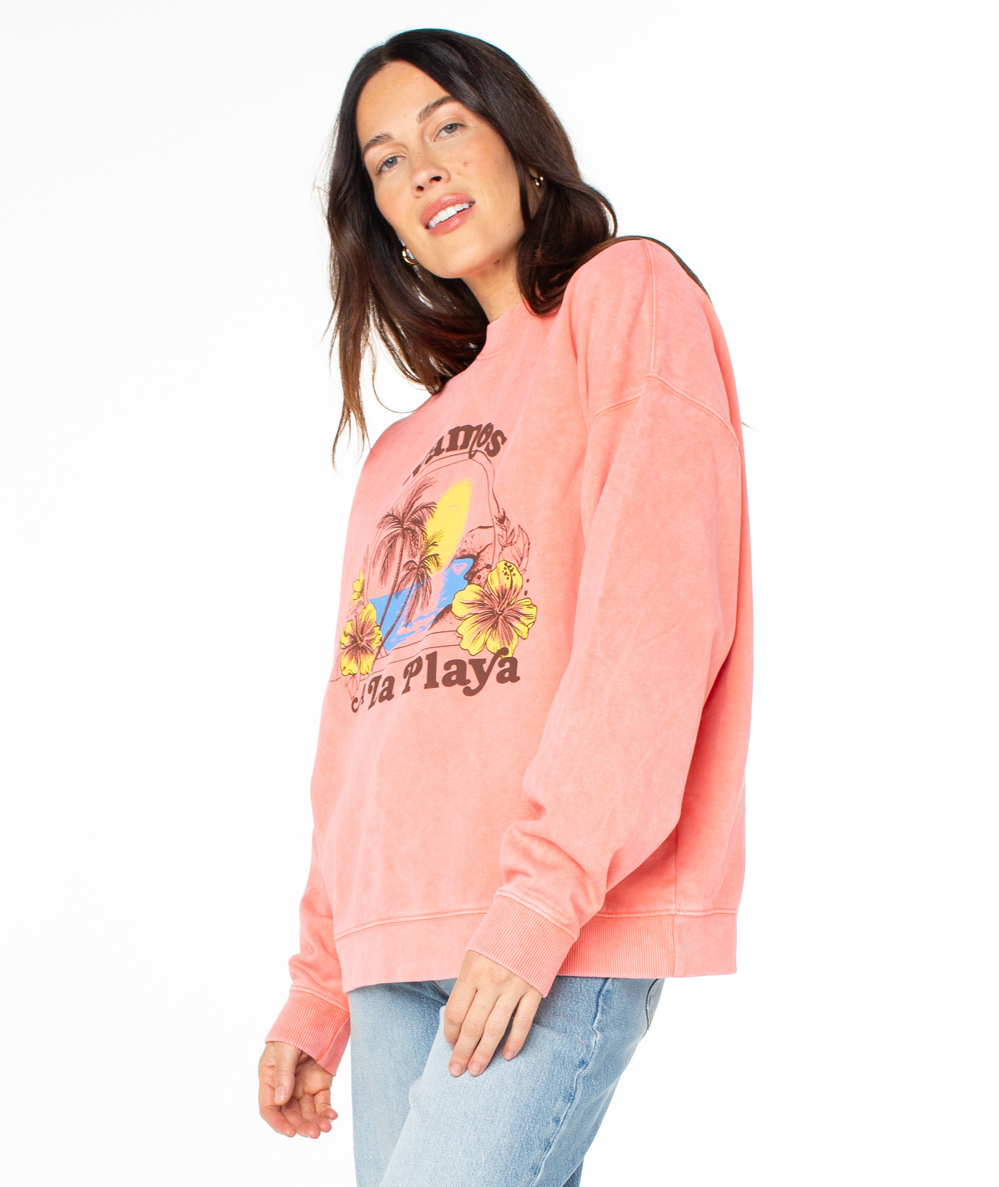 Lineup Oversized Crewneck - Sugar Coral Vamos - Roxy