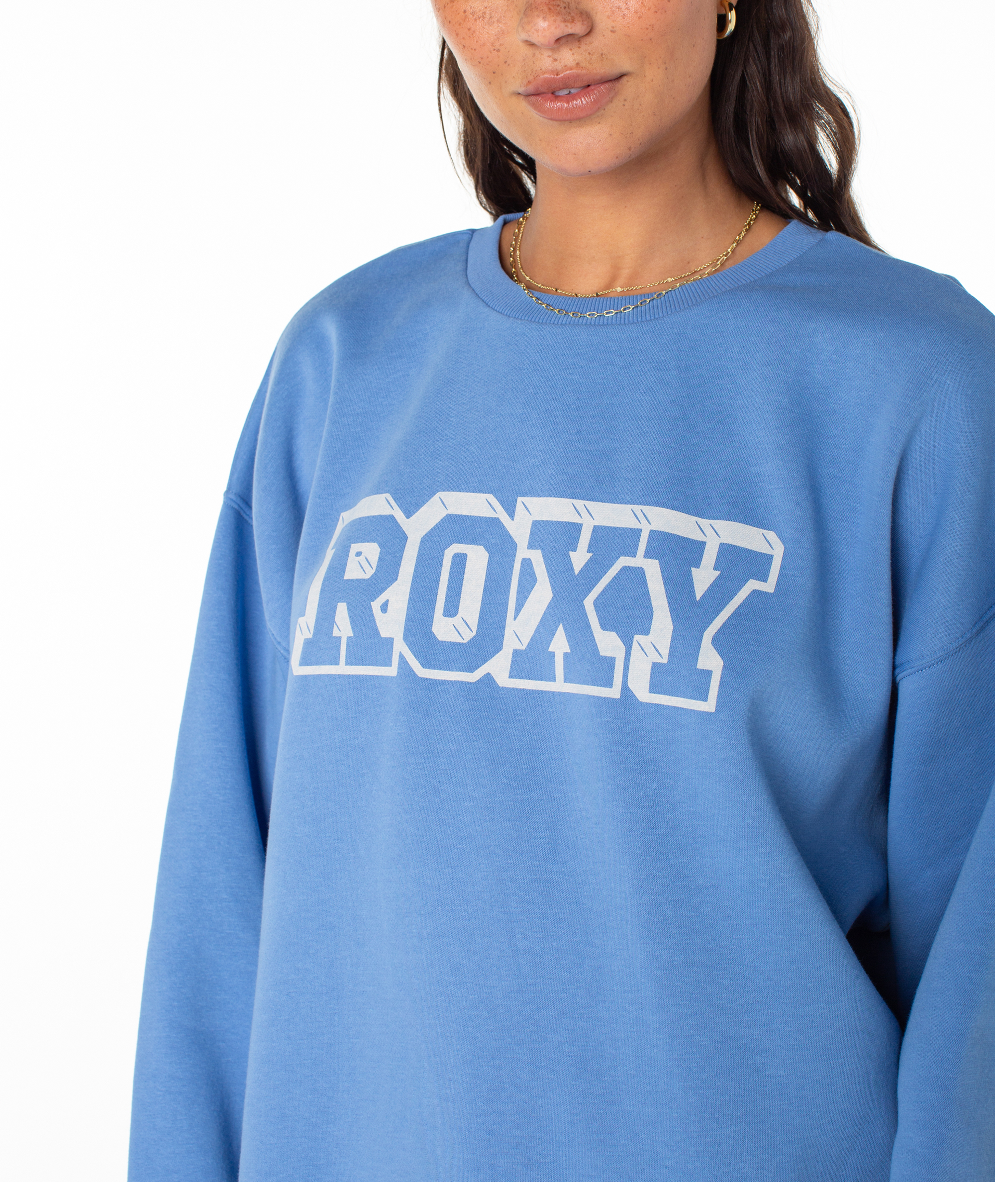 Maglione Donna Roxy Surf Stoked Crew – Tessuto Spazzolato In Cotone E Poliestere, Collo E Polsini A Coste