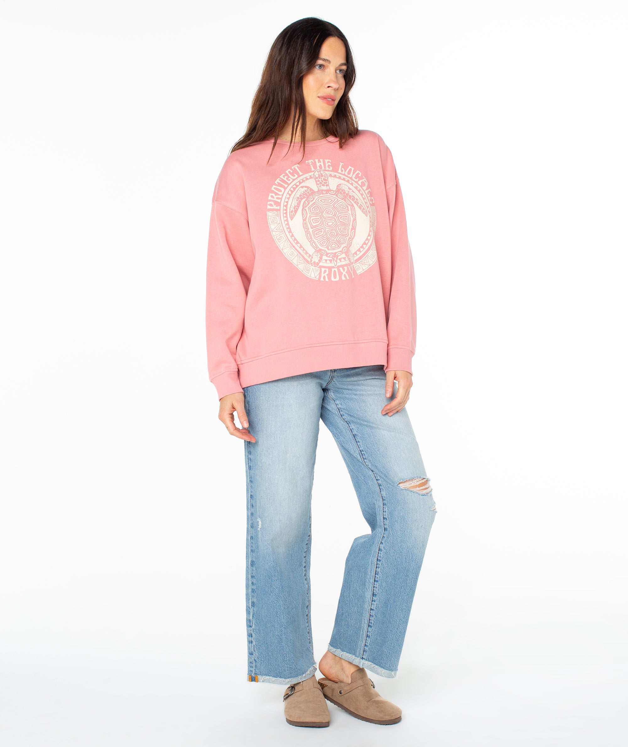 Sweatshirt Roxy Morning Hike Brushed RG Pour Fille - Coupe Décontractée, Col Rond, Motif Roxy Devant - Tailles 4 à 16 Ans - 4