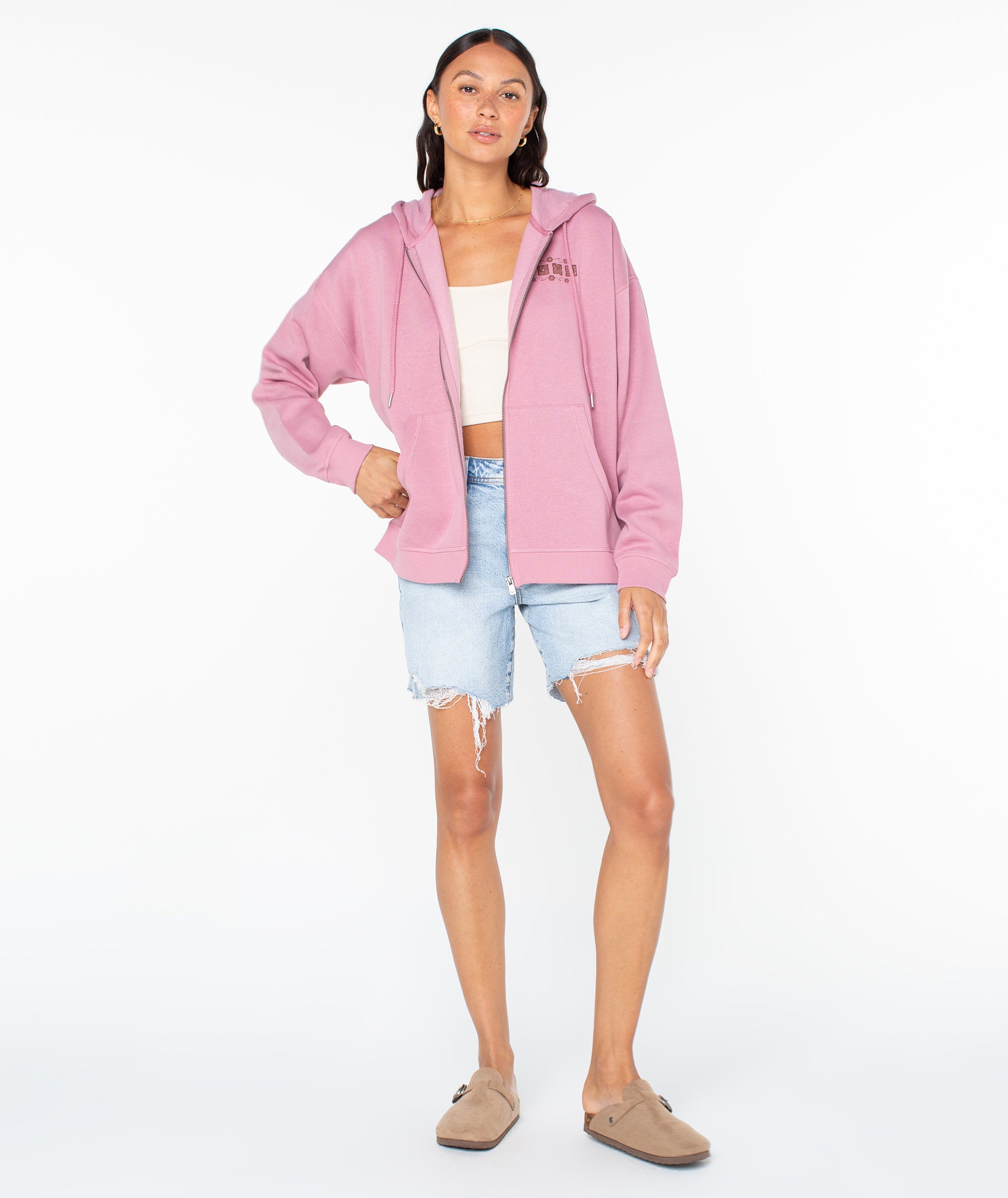 トップス rose Ready Or Not Waffle Quarter Zip Pullover - (Dusty Rose) – Jadelynn