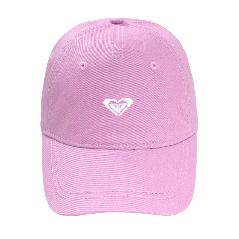 A light pink baseball cap with a small white embroidered logo on the front, displayed against a plain white background.