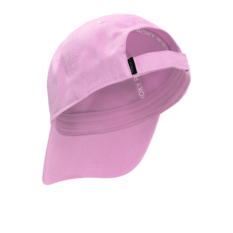A light pink baseball cap with an adjustable strap at the back and ROXY branding on the inner band and strap. The hat is photographed against a plain white background.
