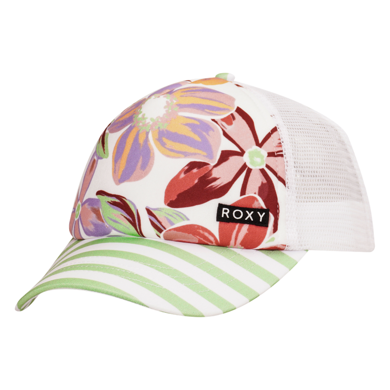 Roxy Girls Honey Coconut Trucker - Bright White Bayside Blooms - Roxy