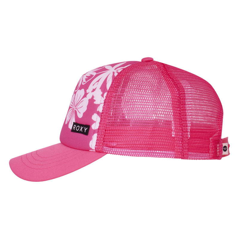 Roxy Girls Honey Coconut Trucker - Shocking Pink Hello Aloha - Roxy