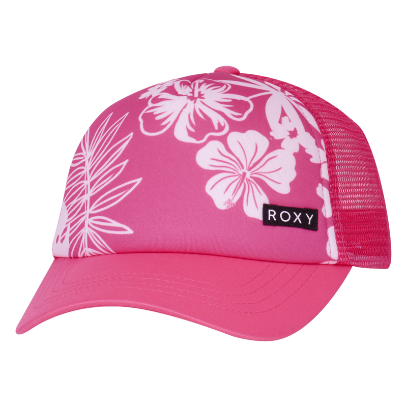 Roxy Girls Honey Coconut Trucker - Shocking Pink Hello Aloha - Roxy