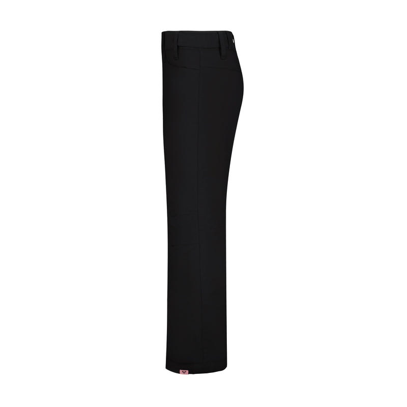 The Roxy Girls' Backyard Pant is shown from the side on a plain white background, featuring tailored seams, belt loops, a straight-leg cut, and an adjustable waistband for a perfect fit.