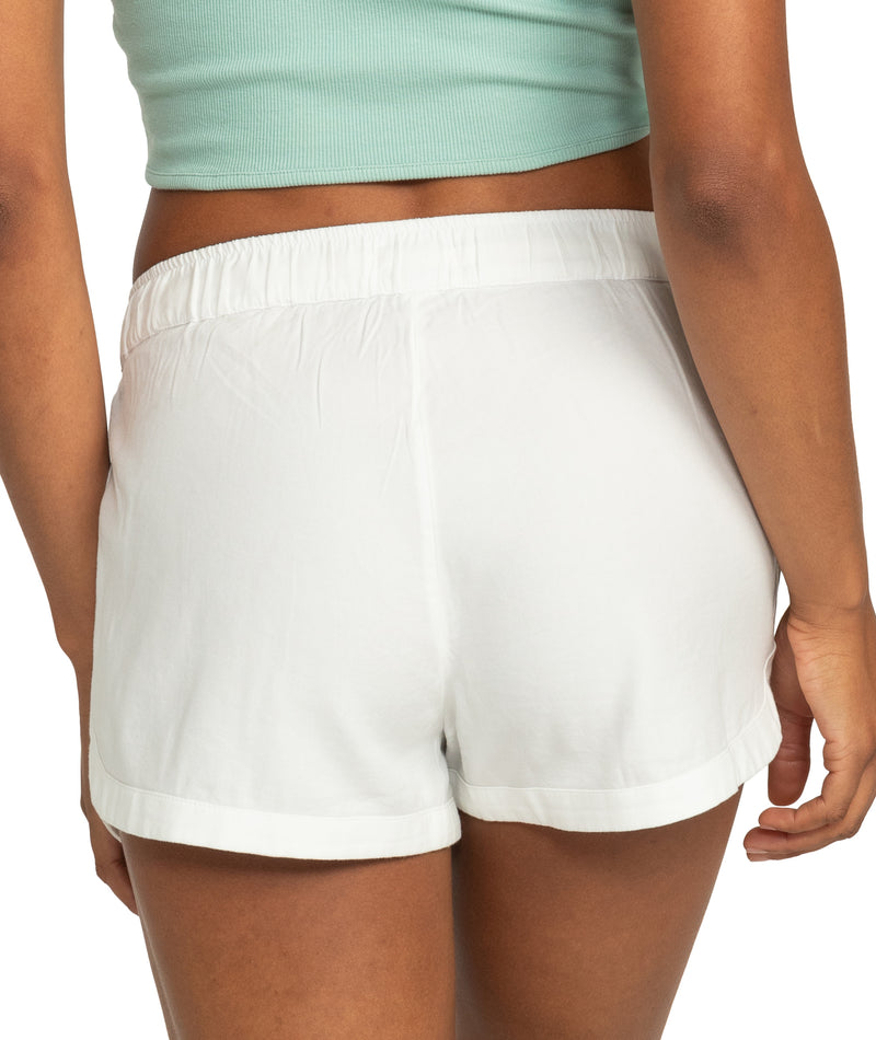 Back view of white Roxy New Impossible Love Short with an elastic waistband.