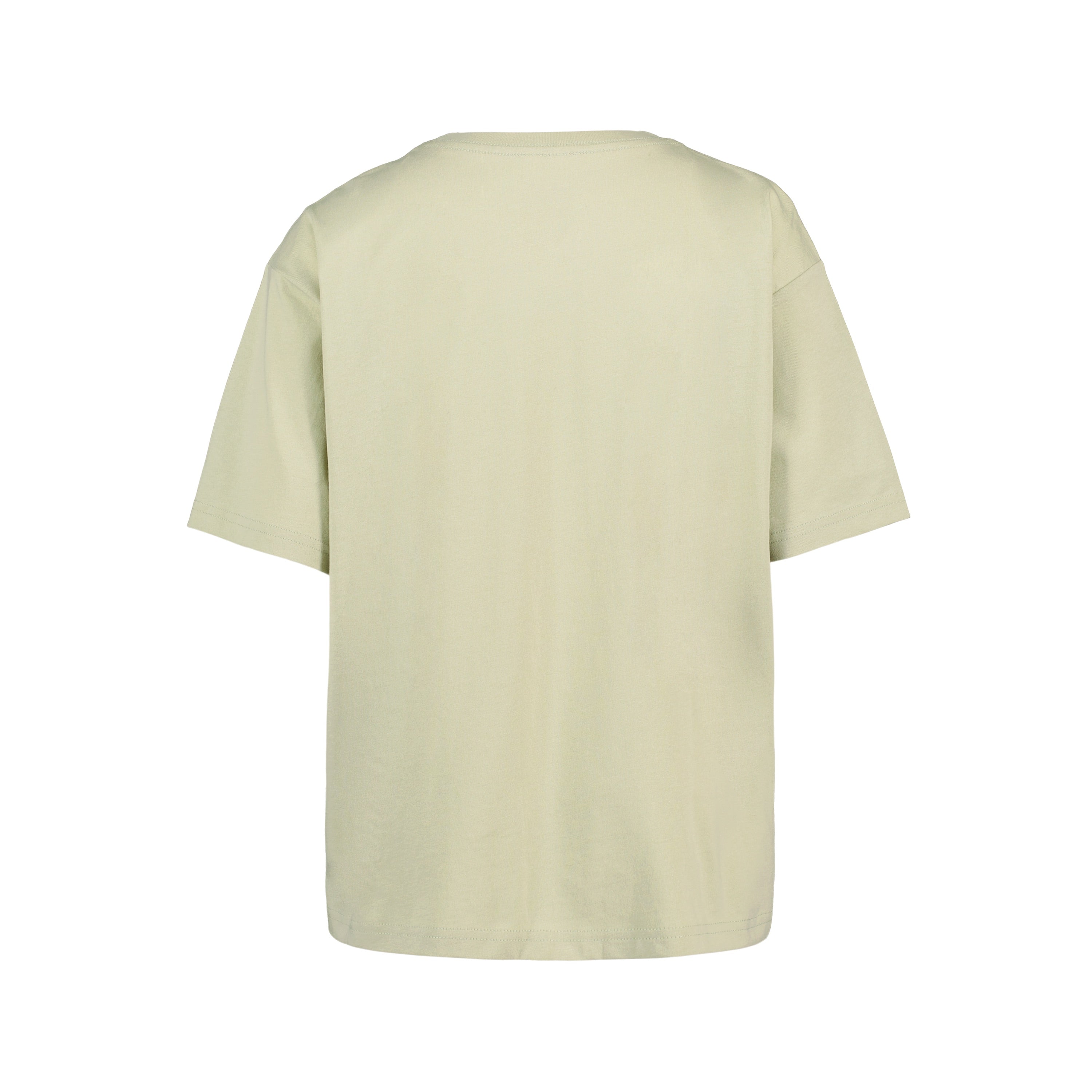 The Roxy Girls' Coastal Oversized Tee is pictured from the back in light beige, crafted from soft cotton jersey and set against a white background.