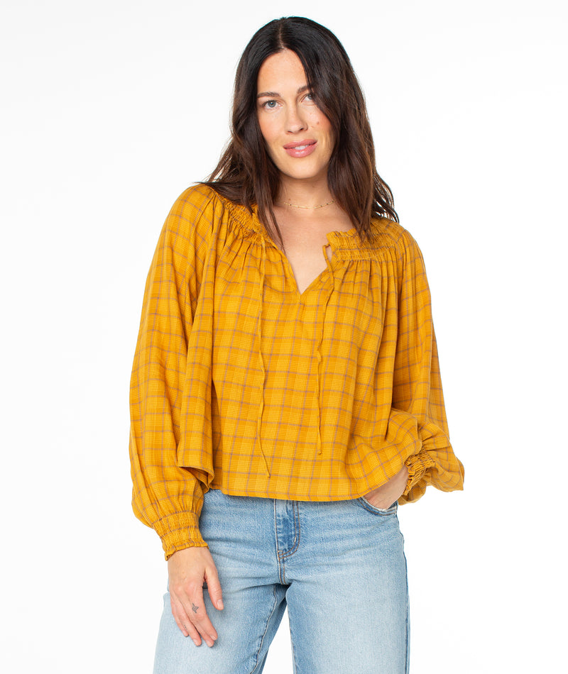 Atlas Sound Top - Buckthorn Brown Mini Zephyr Plaid - Roxy