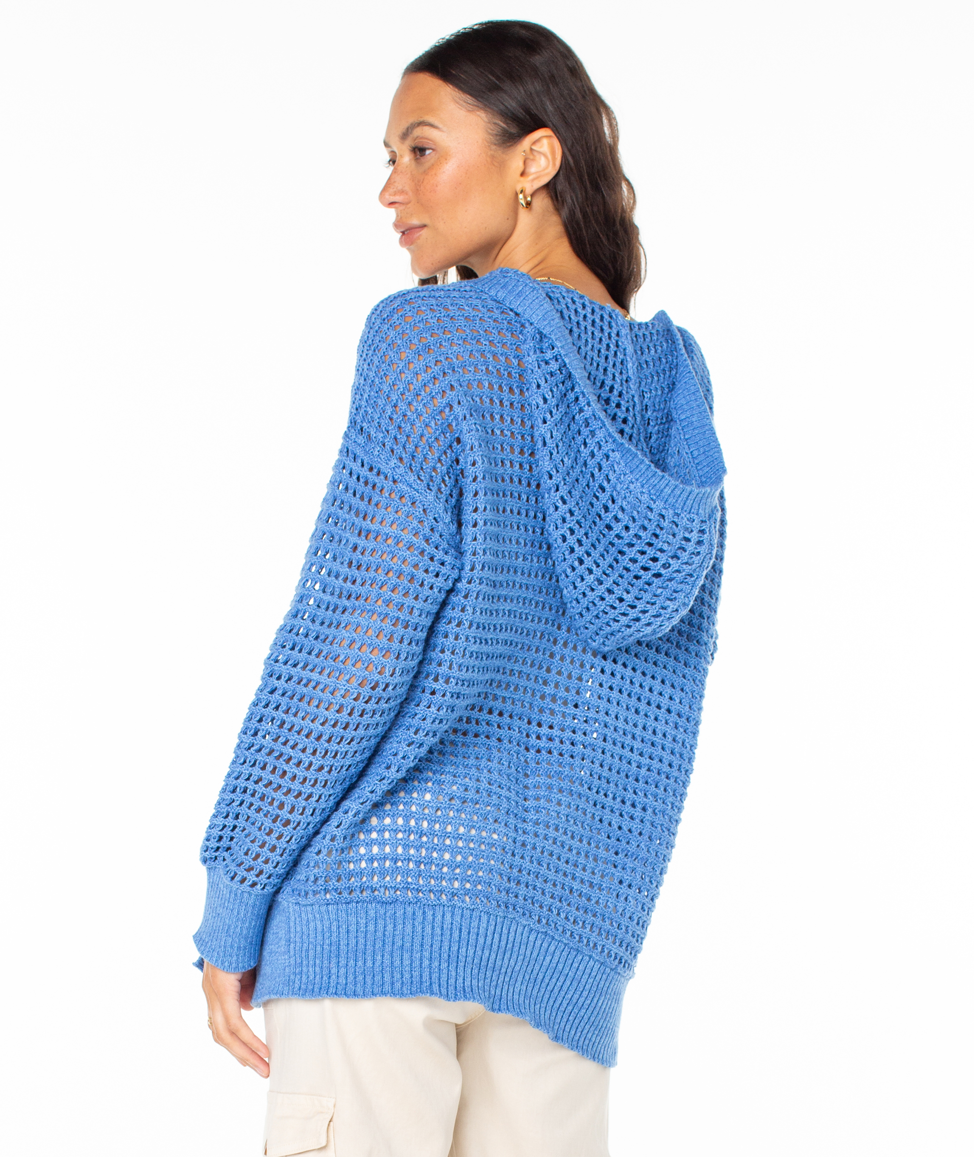 (1869) JOYRICH レディース セーター Jock Knit 白x青 Thea Sweater - Roxy