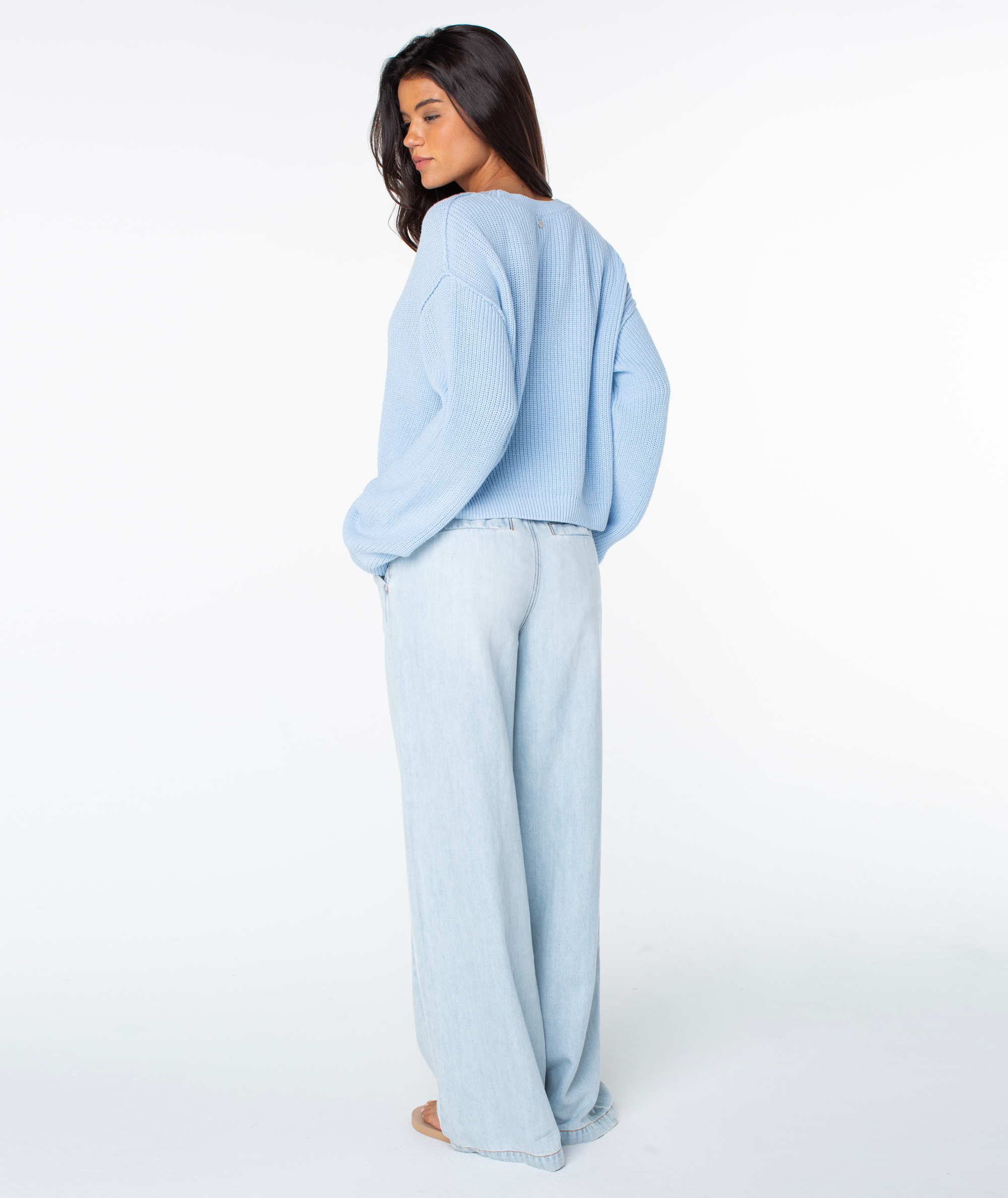 rough & swell 水色 Vネックセーター M Swell Season Sweater - Roxy