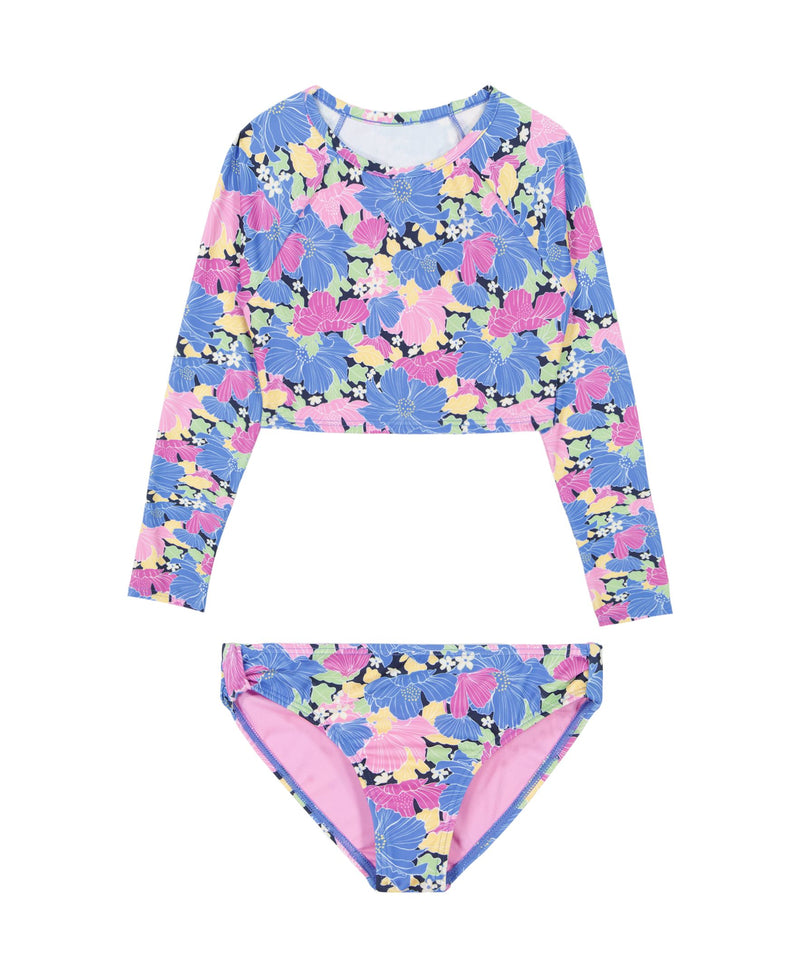 Girls' Outline Floral Crop Rashguard Set - Roxy