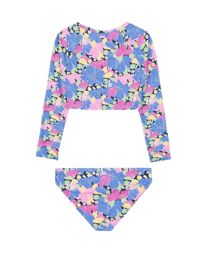 Girls' Outline Floral Crop Rashguard Set - Roxy