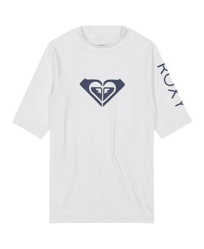 Girls' Whole Hearted Short Sleeve Rashguard - Bright White - Roxy