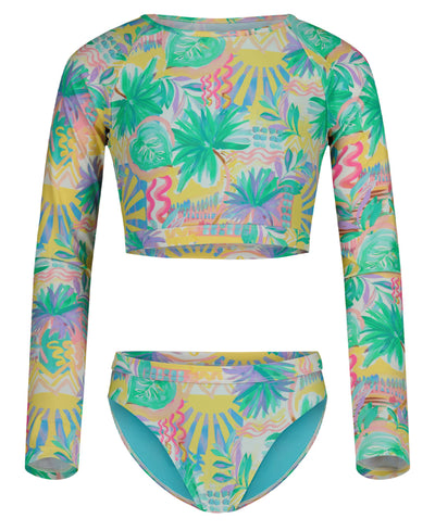 Girls' Palm Sun Crop Rashguard Swim Set - Roxy