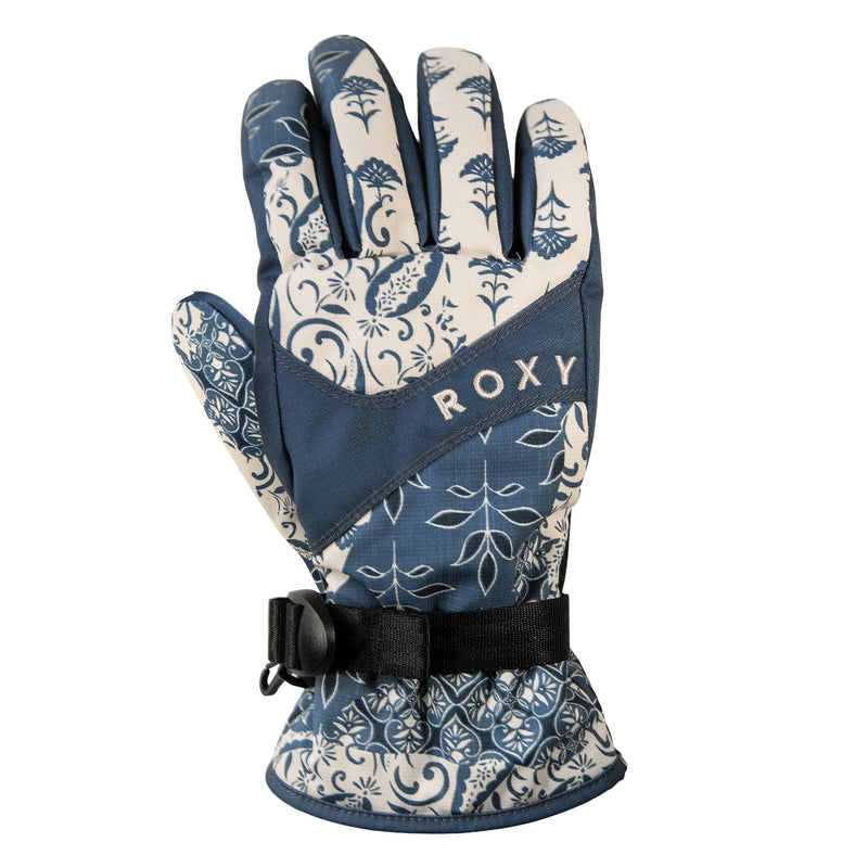 Featuring a Loom State color pattern with ROXY branding on the back and a black adjustable strap at the wrist, the Roxy Jetty Gloves are waterproof gloves designed to keep your hands warm and dry in cold weather.