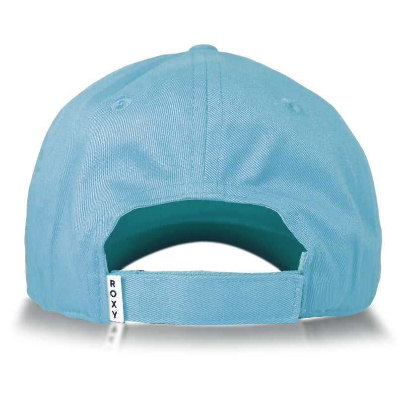 Introducing the Next Level Cap by Roxy—a light blue women’s baseball hat crafted from soft cotton twill for lasting comfort and style. This cap features a curved visor, an adjustable strap at the back, and a small white ROXY tag for a signature finish.