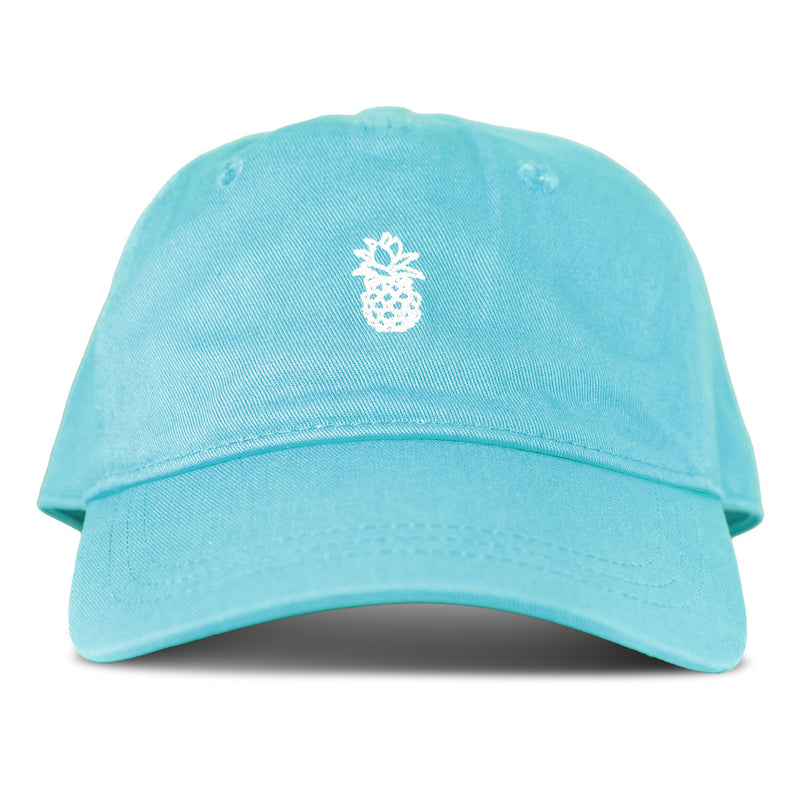 The Roxy Next Level Cap is a women’s baseball hat in Tanager Turquoise, crafted from soft cotton twill with a classic curved visor and finished with a small white embroidered pineapple on the front.