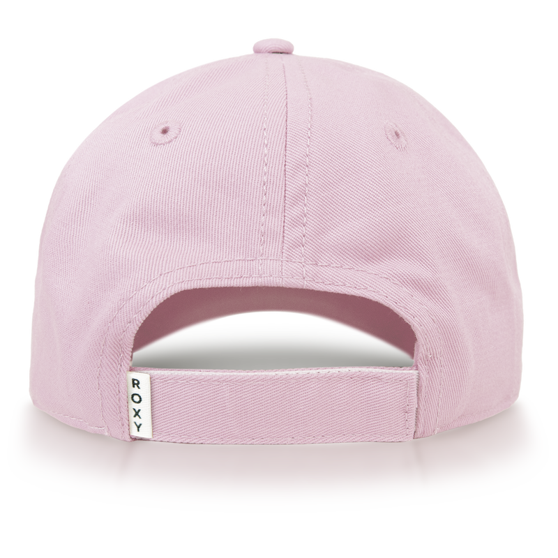 A light pink TW Dear Believer Baseball Cap by Roxy, shown from the back with an adjustable strap and a small white Roxy tag on the left side—an ideal everyday accessory to enhance your casual wardrobe.
