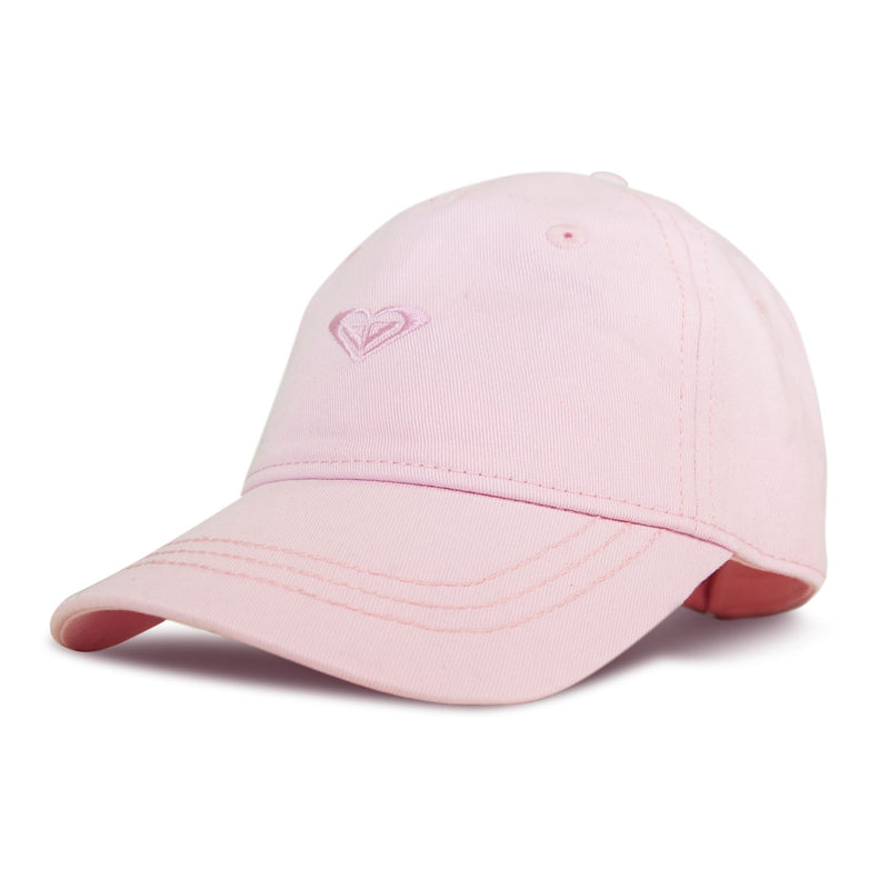 The Roxy TW Dear Believer Baseball Cap features a light pink design with a small, embroidered heart on the front. Accented with visible stitching and a curved brim, this cap is an ideal everyday accessory to add a touch of charm to your casual outfits.