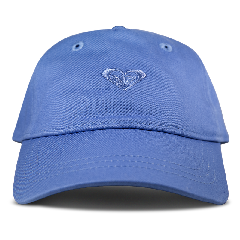 The Roxy TW Dear Believer Baseball Cap in Very Peri features a small, embroidered heart design on the front, making it the perfect everyday accessory.