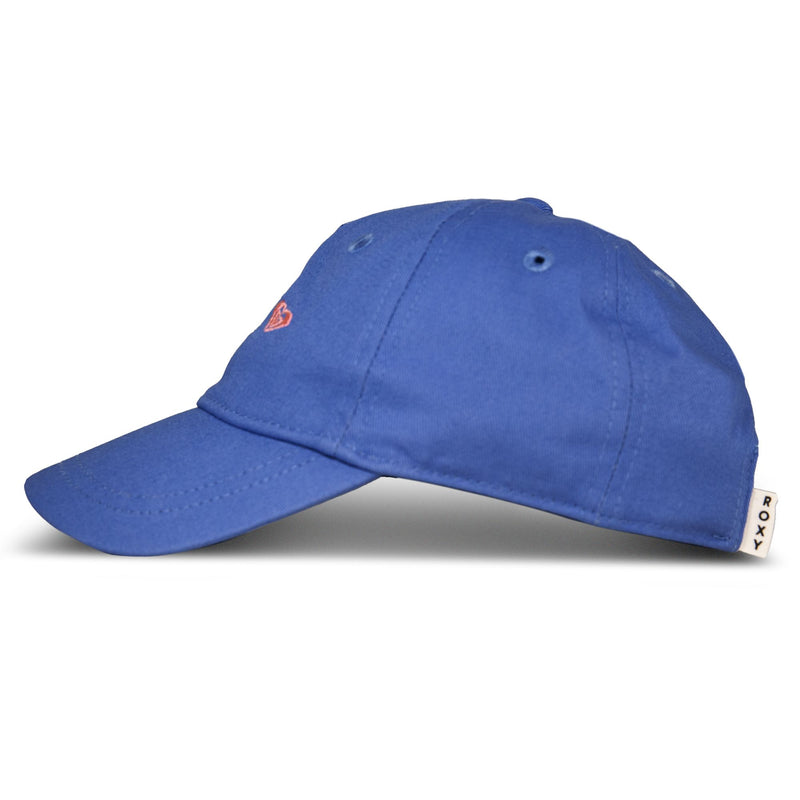 The TW Next Level Baseball Cap by Roxy features a modern, casual design in blue with a curved brim, a small pink front logo, and a white Roxy tag at the back. Displayed from a side angle on a white background, it serves as a stylish everyday accessory.