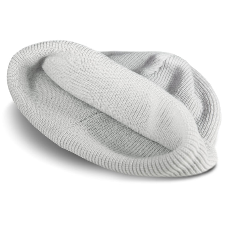 Light gray Roxy Folker Beanie in a rib knit style.