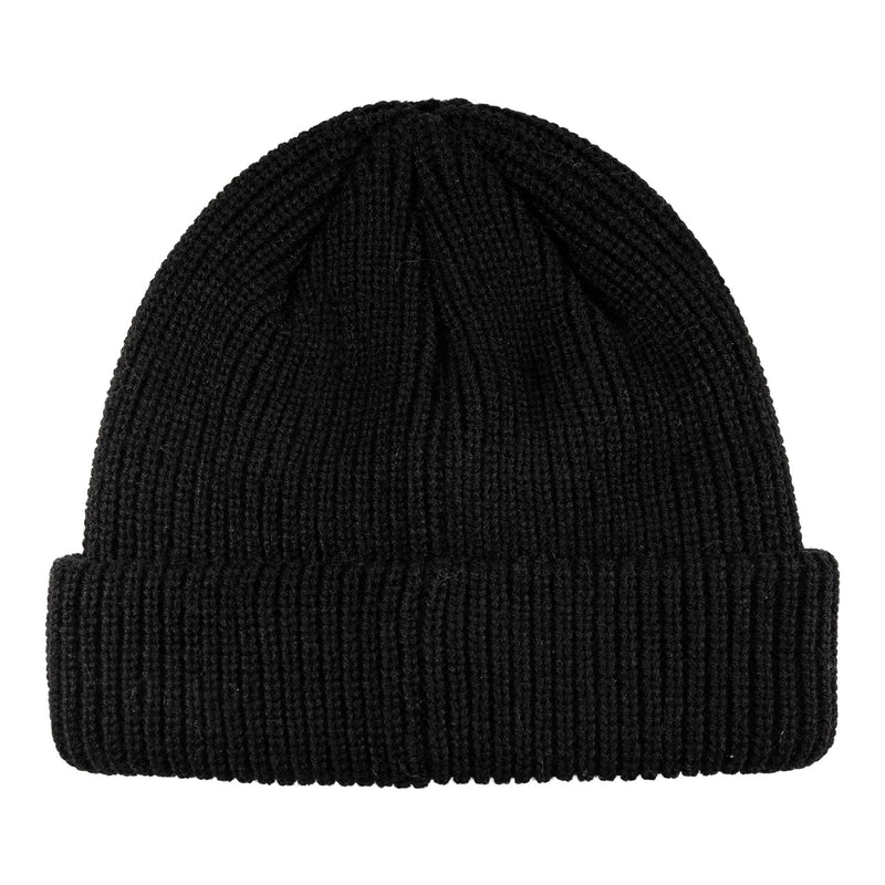 Black Roxy Freja Beanie in a rib-knit style with a folded cuff.