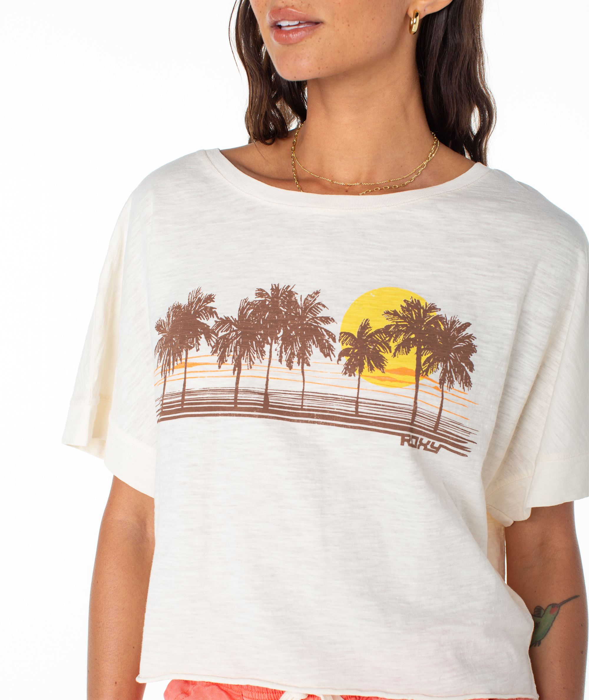 Palm Stripe Cropped Tee - Roxy