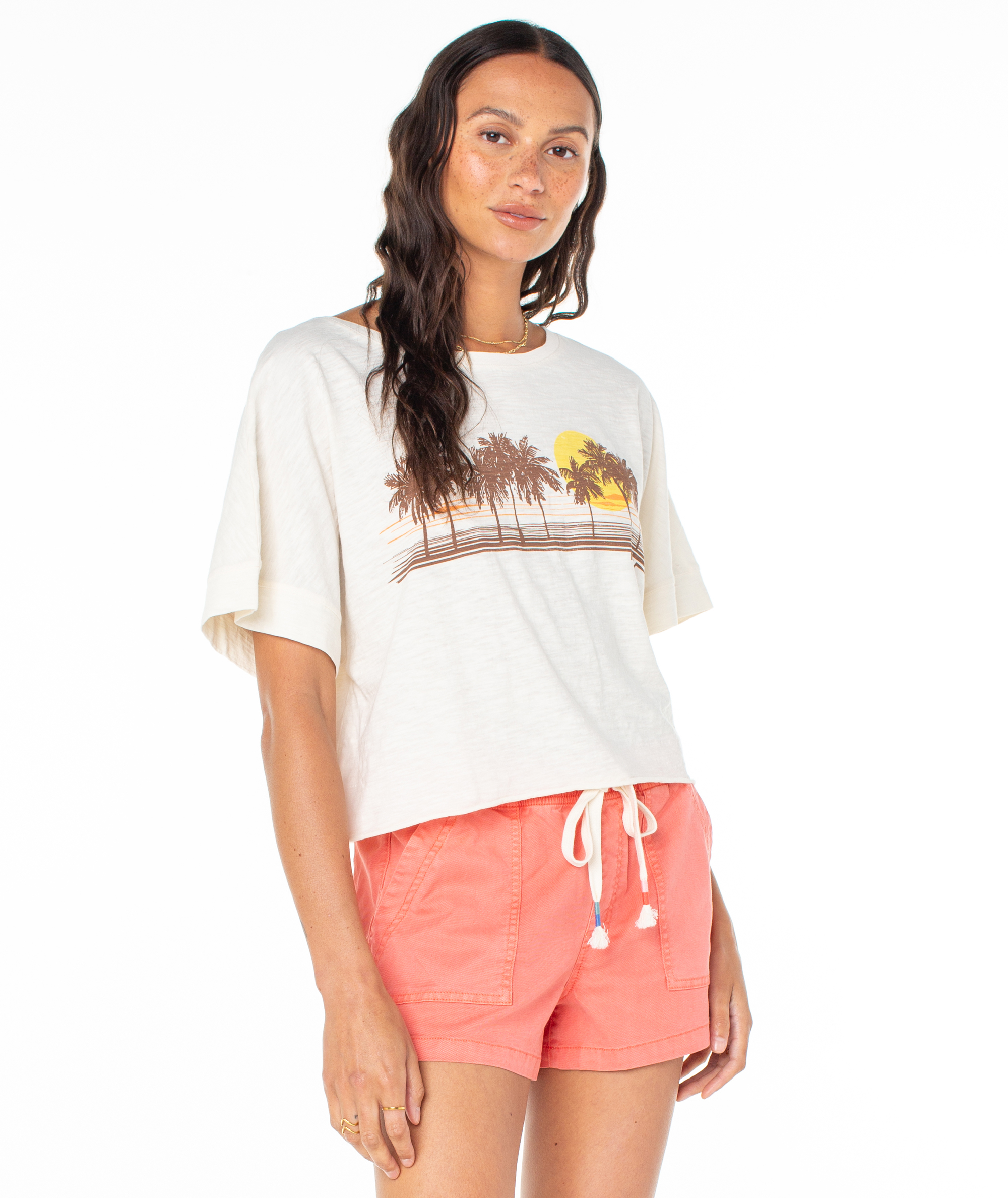 Palm Stripe Screen Tee - Roxy