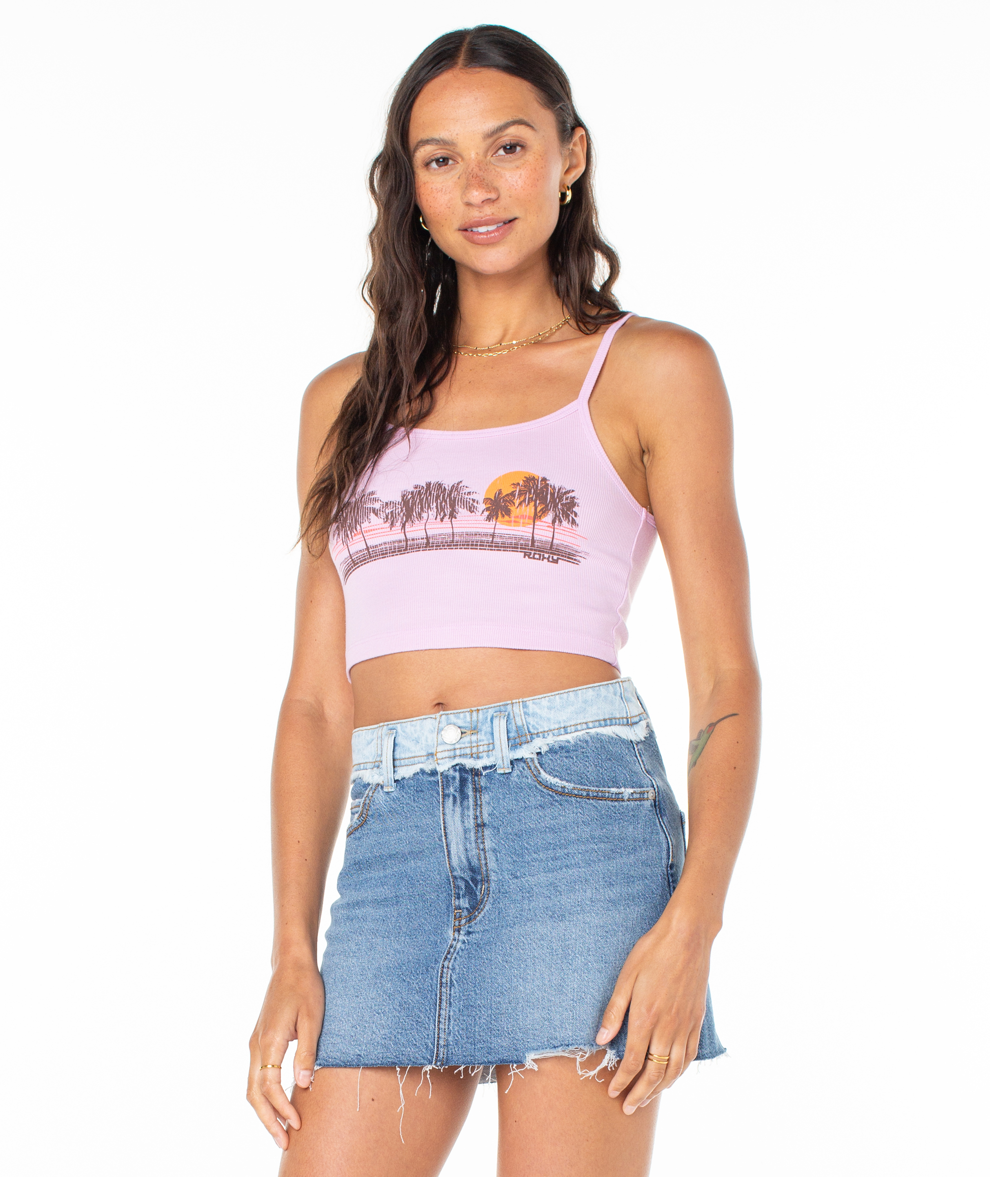 Palm Stripe Screen Tee - Roxy