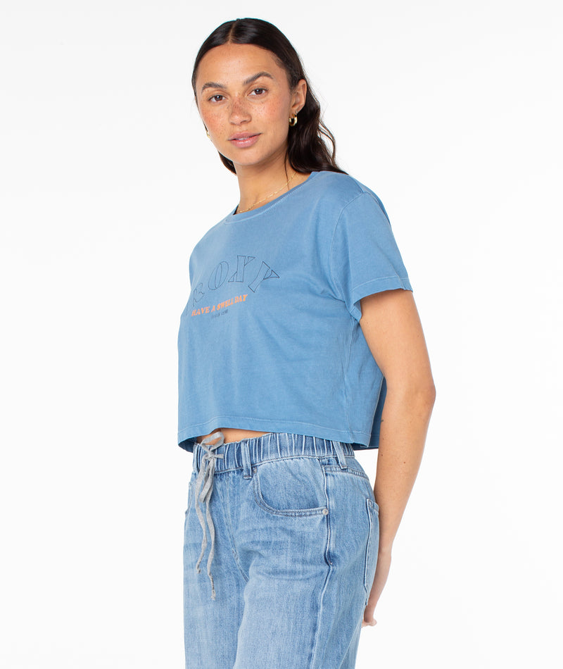 Swell Day Cropped Boxy Tee - Captains Blue - Roxy