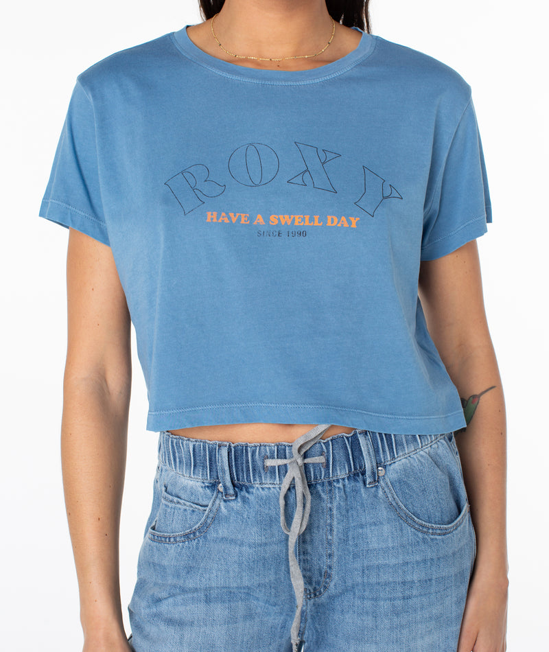 Swell Day Cropped Boxy Tee - Captains Blue - Roxy