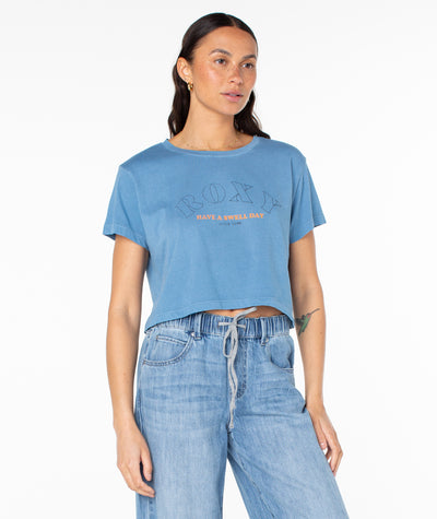 Swell Day Cropped Boxy Tee - Captains Blue - Roxy