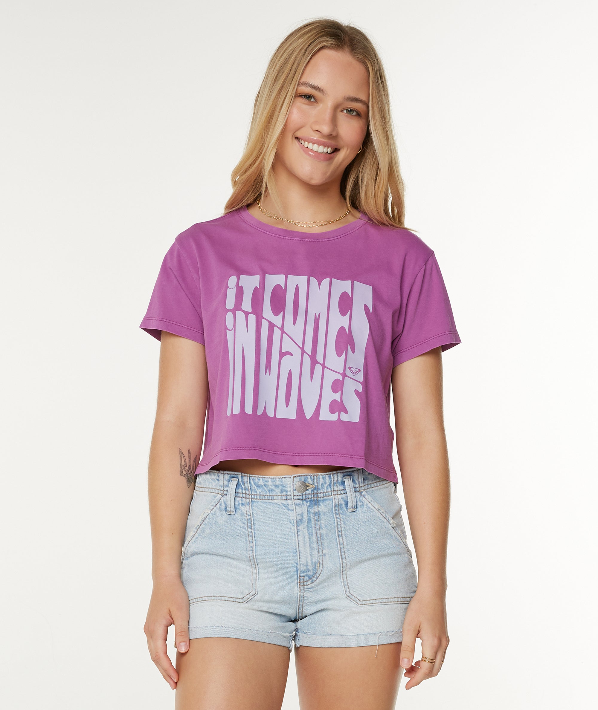 Comes In Waves Cropped Boxy Tee - Roxy