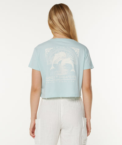 Sunset Dreams Cropped Boxy Tee - ROXY