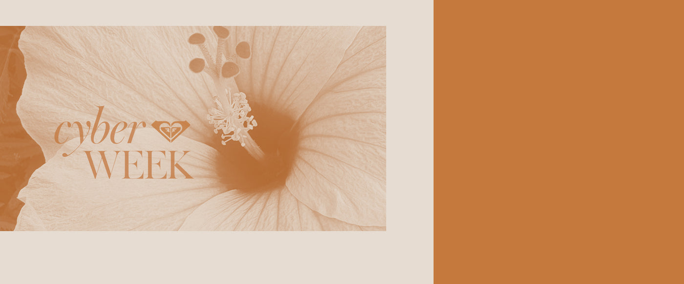 Floral design with cyber week text on a beige and brown background