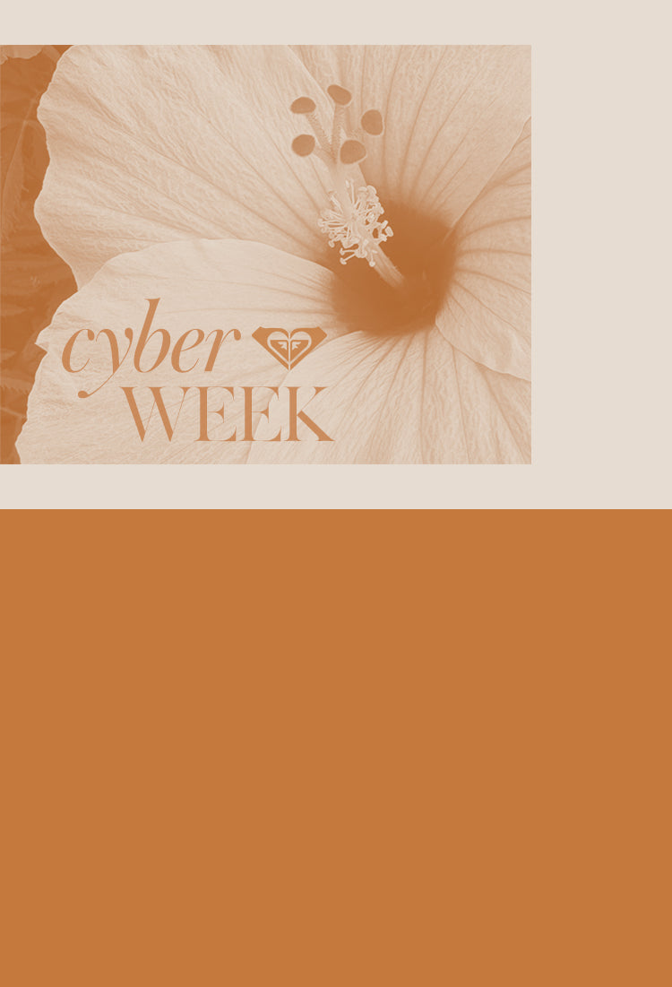 Decorative card with a flower design and cyber week text on a brown background