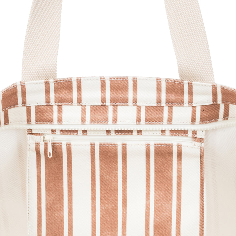 Strippy Beach Tote Bag - Camel Sandy Stripe - Roxy