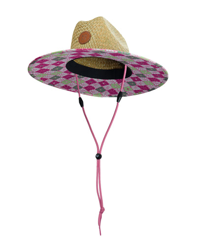 Roxy Girls Pina To My Colada Straw Panama Hat - Floral Check Bodacious - Roxy