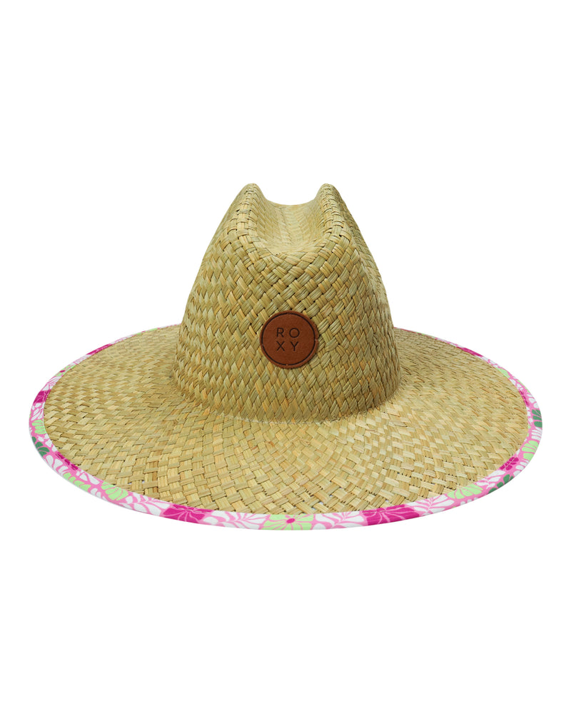 Roxy Girls Pina To My Colada Straw Panama Hat - Floral Check Bodacious - Roxy