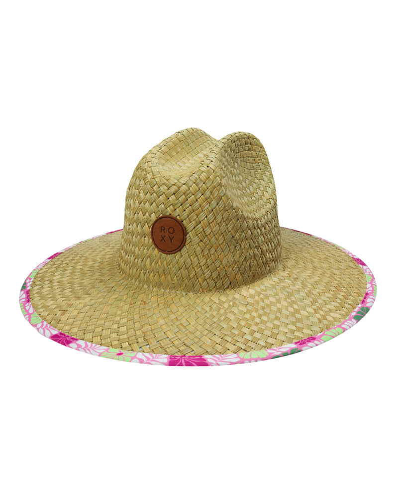 Roxy Girls Pina To My Colada Straw Panama Hat - Floral Check Bodacious - Roxy