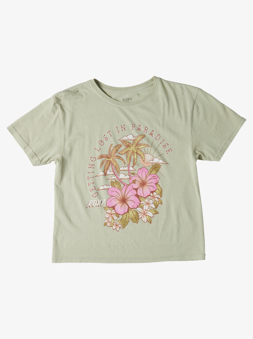 Girls 4-16 Hibiscus Paradise Oversized Boyfriend T-Shirt - Laurel Green